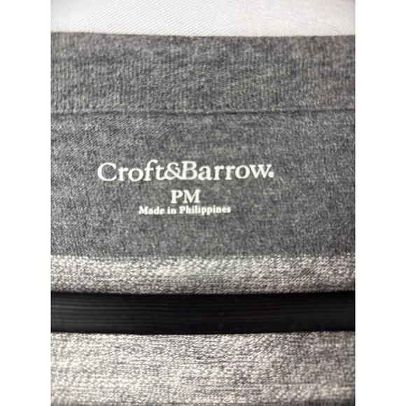 Croft & Barrow Womens Petite Medium Gray & White Striped 3/4 Sleeve Top Cotton - Picture 3 of 6